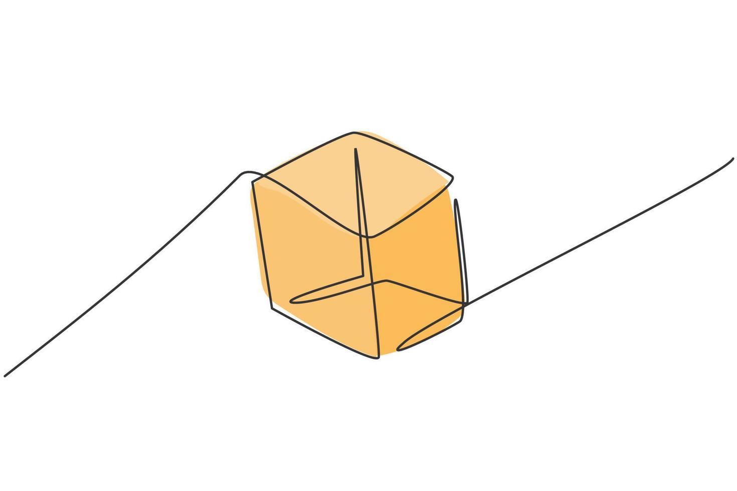 disegno a linea singola della forma geometrica del cubo. torna a scuola minimalista, concetto di educazione. illustrazione vettoriale grafica di disegno di stile di disegno di linea semplice continua