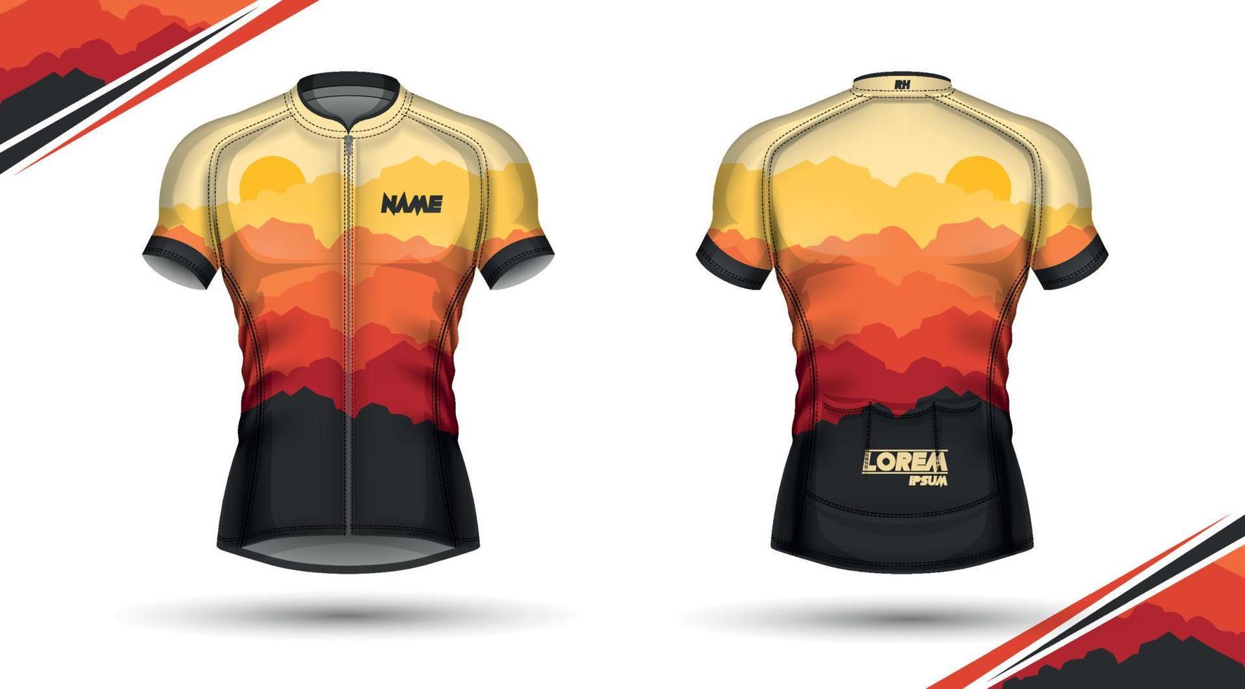 Ciclismo maglia, davanti e indietro vettore