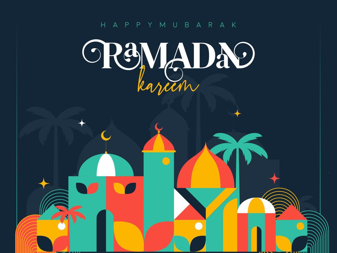 Ramadan mubarak geometrico sociale media bandiera inviare design vettore