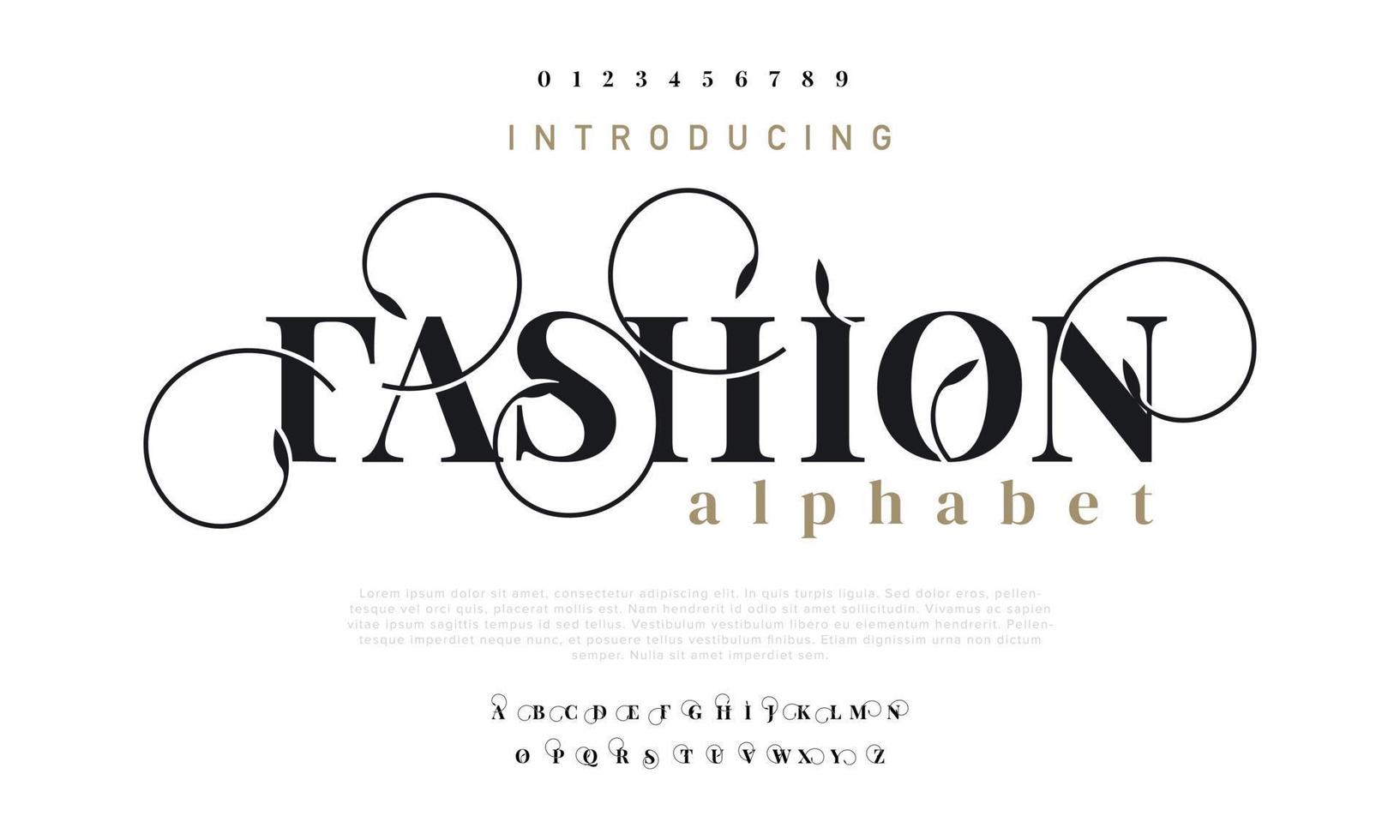 moda font tipografia, moderno carattere tipografico per nozze, moda, Vintage ▾, lusso, elegante vettore