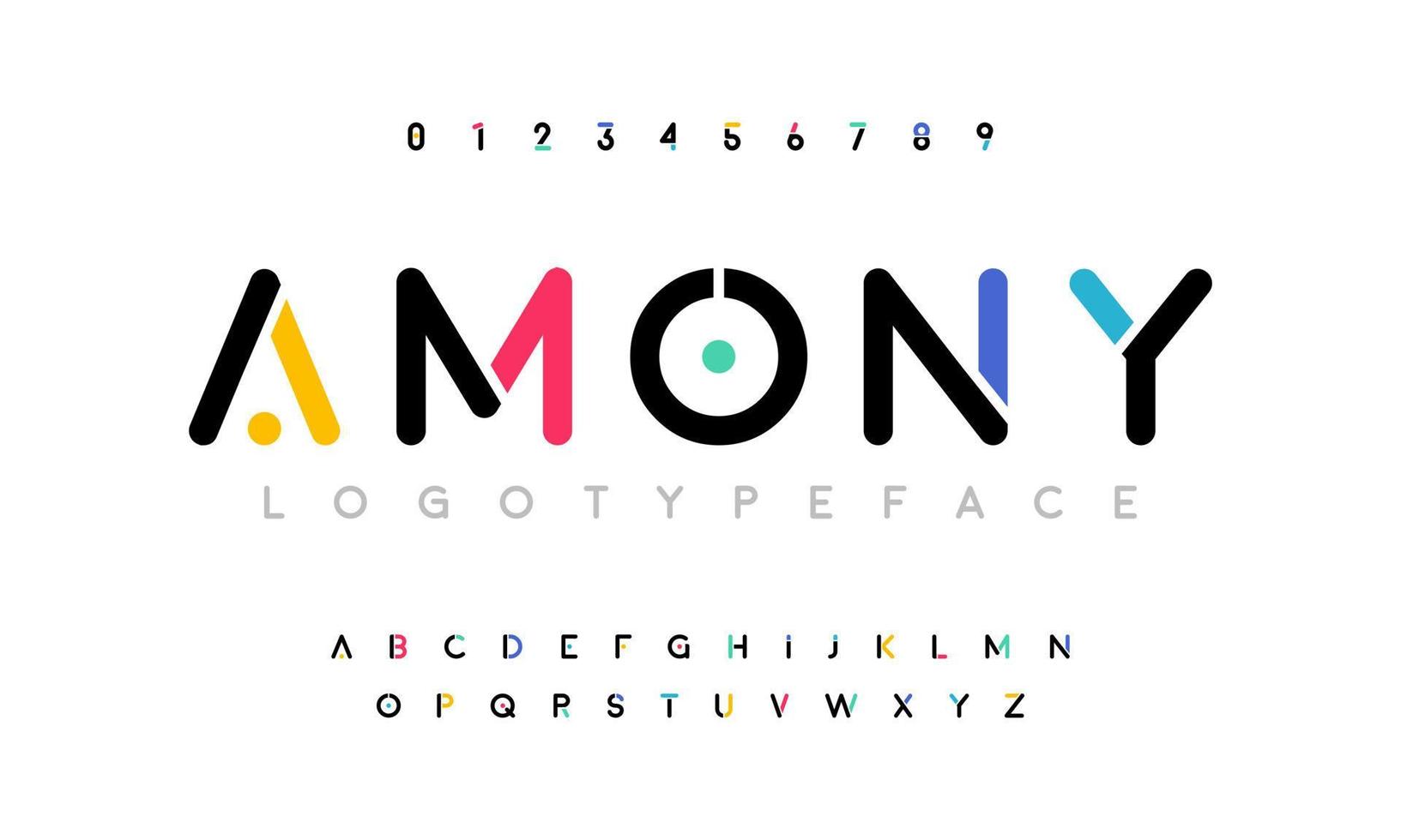amonia moderno astratto digitale alfabeto font. minimo tecnologia tipografia, creativo urbano sport moda futuristico font e con numeri. vettore illustrazione
