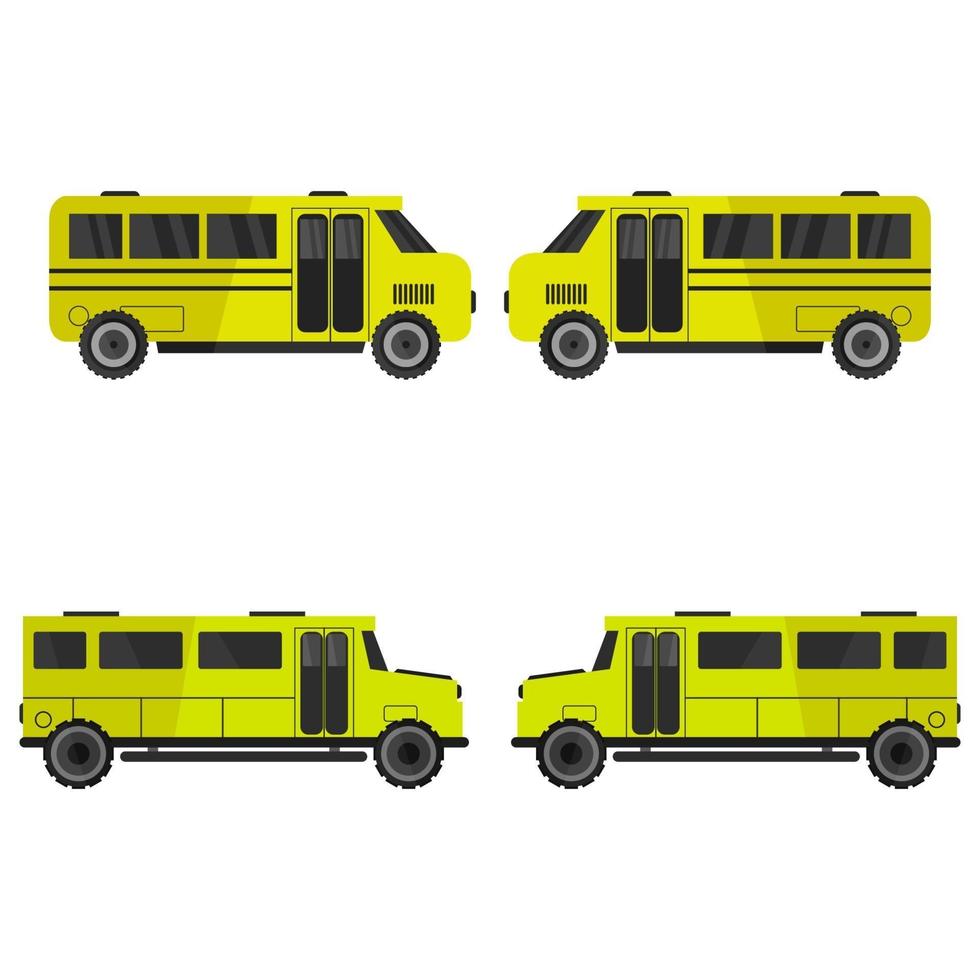 set di scuolabus su sfondo bianco vettore
