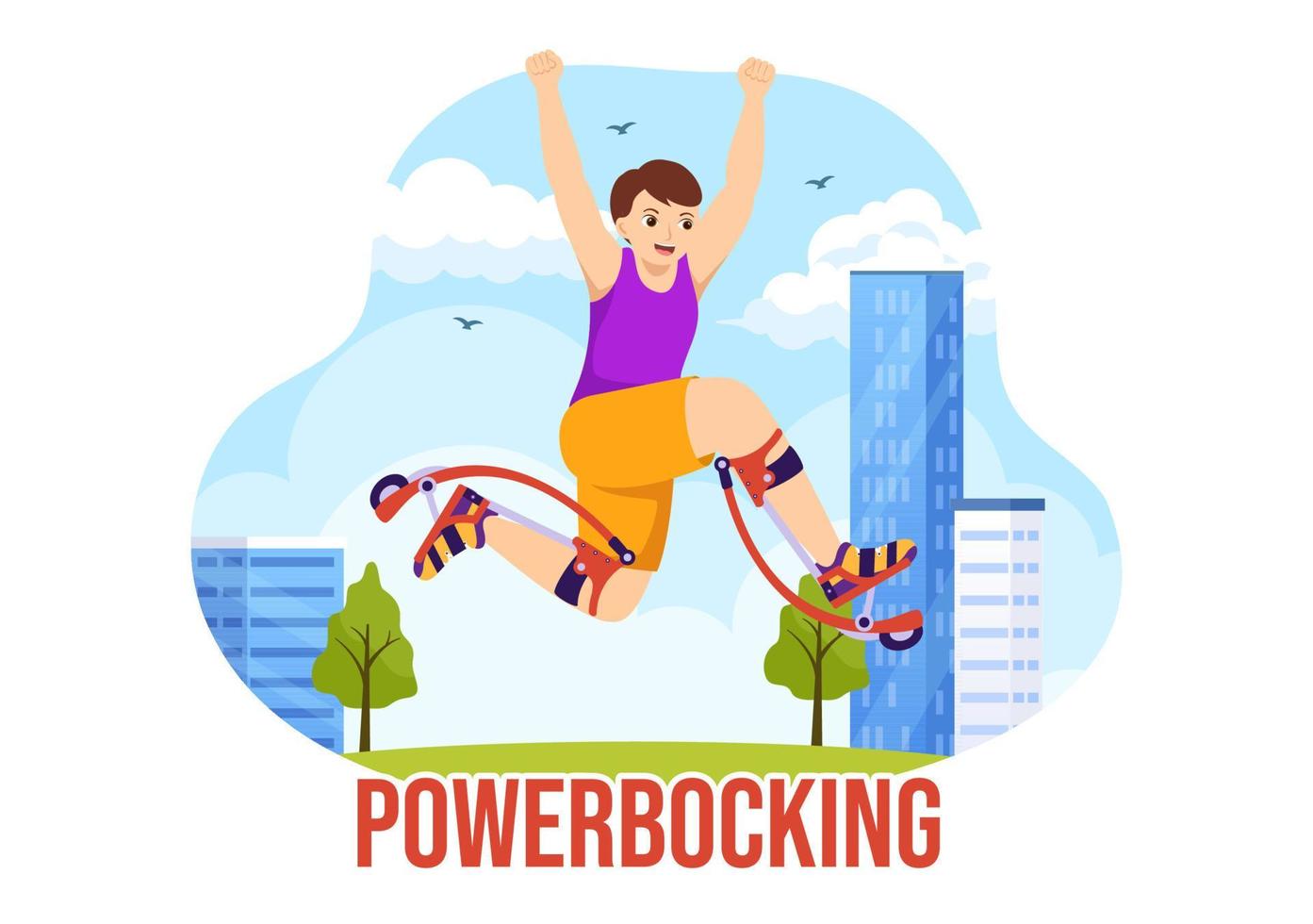 power-bocking sport illustrazione con salto stivali per ragnatela bandiera o atterraggio pagina nel estremo gli sport piatto cartone animato mano disegnato modelli vettore