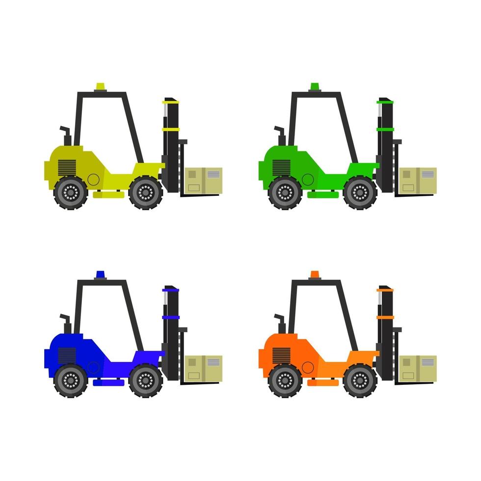 carrello elevatore impostato su sfondo bianco vettore