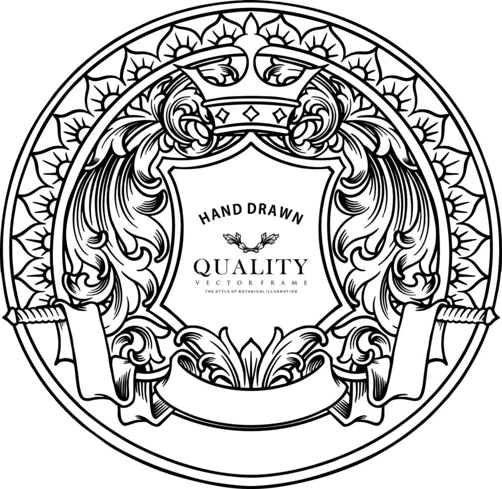 classico elegante distintivo etichetta fiorire ornamento monocromatico vettore illustrazioni per il tuo opera logo, merce maglietta, adesivi e etichetta disegni, manifesto, saluto carte pubblicità attività commerciale azienda