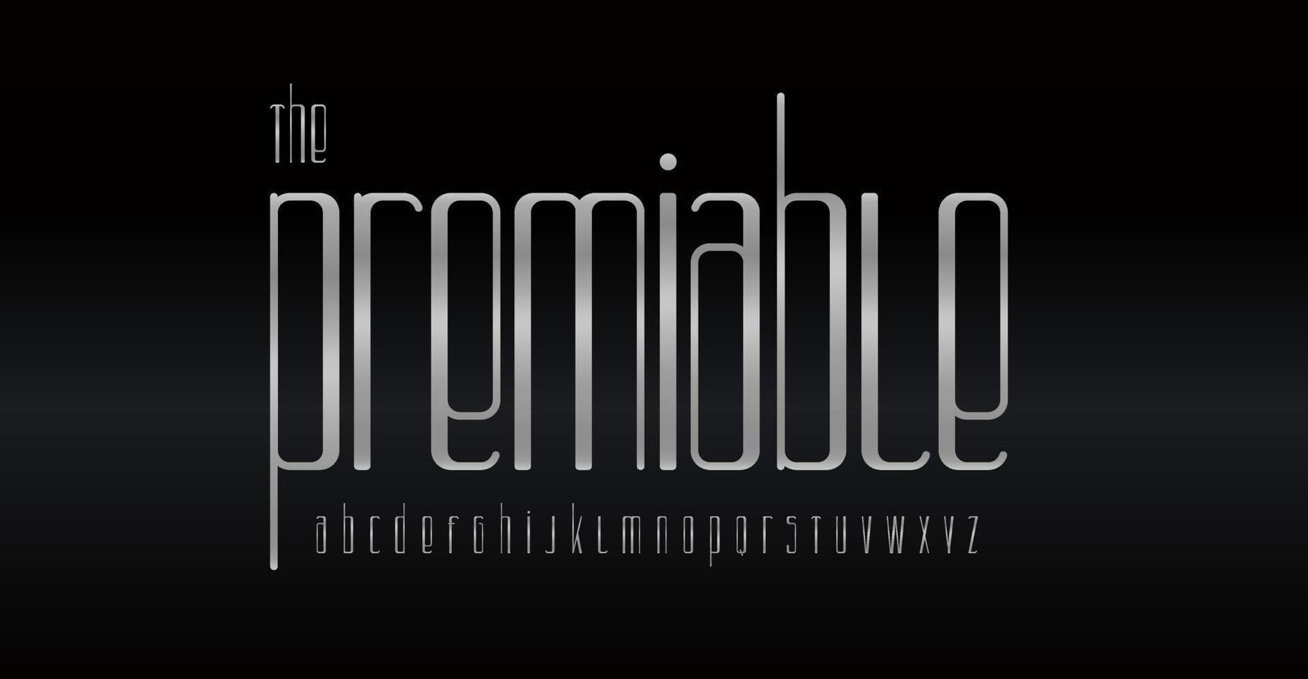 sottile grigio font alluminio lettere con arrotondato angoli per moda, ultra sottile logo lettering e titolo, premio lusso stile tipografico design. vettore tipografia.