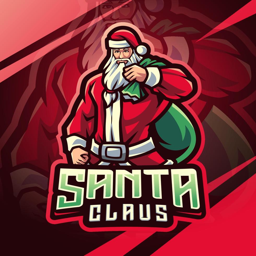 disegno del logo della mascotte di santa esport vettore