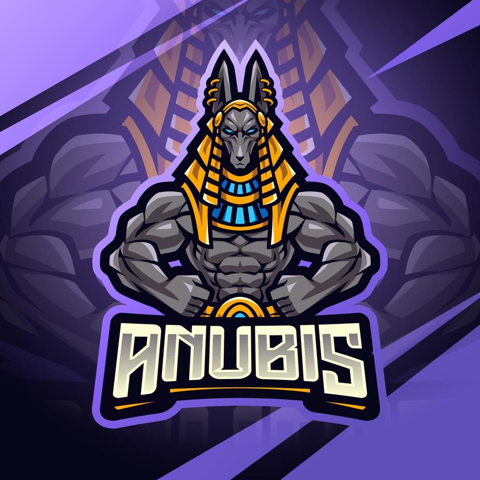 anubis combattente esport portafortuna logo design vettore