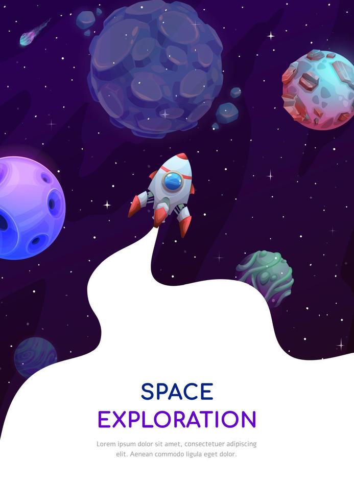 spazio esplorazione, razzo nel galassia manifesto vettore