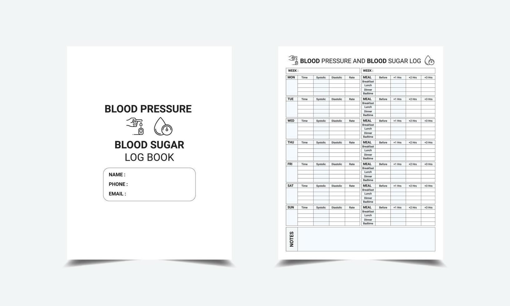 sangue pressione e sangue zucchero log libro kdp interno vettore