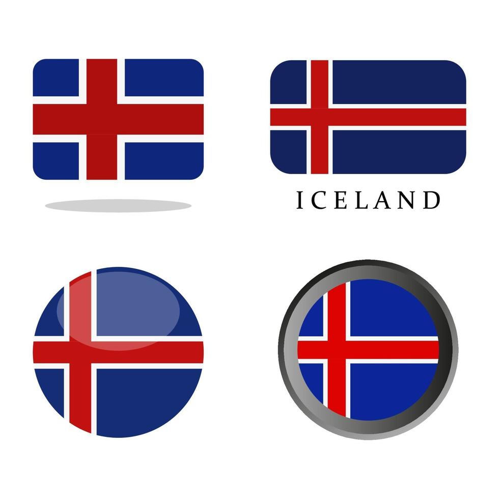 bandiera dell'Islanda impostato su sfondo bianco vettore
