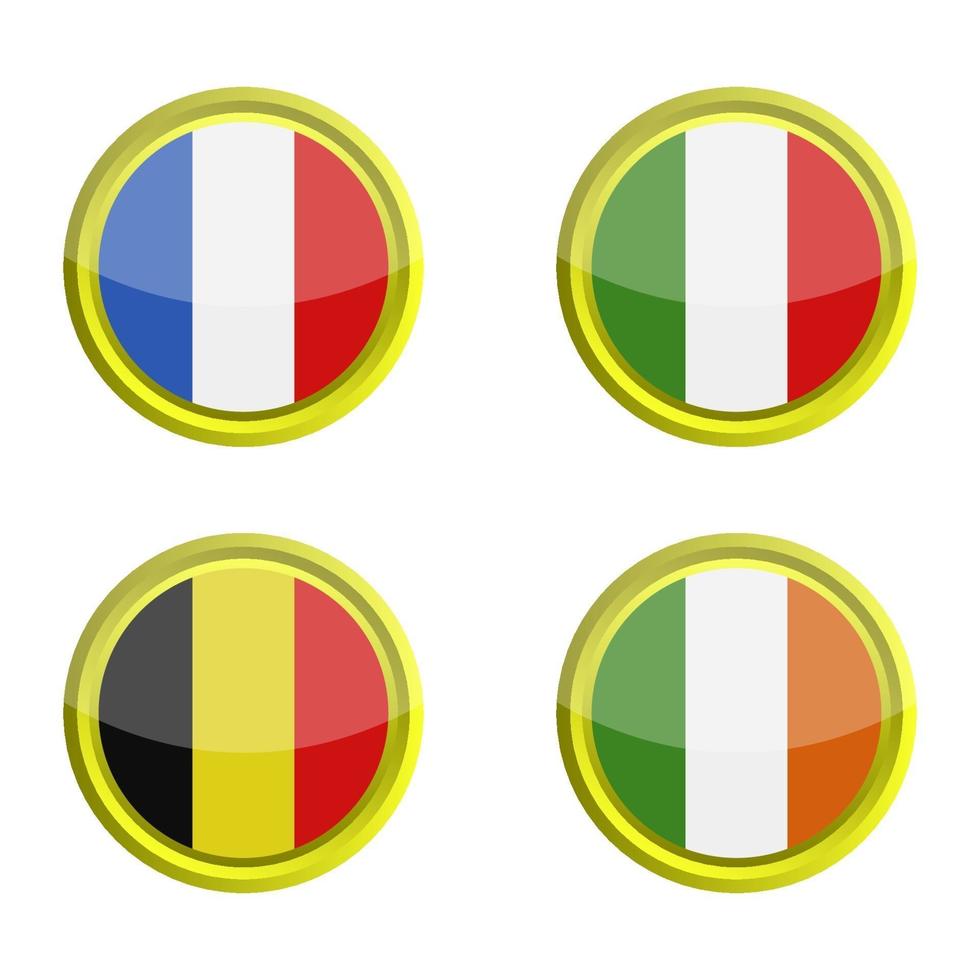 set di bandiere europee su sfondo bianco vettore