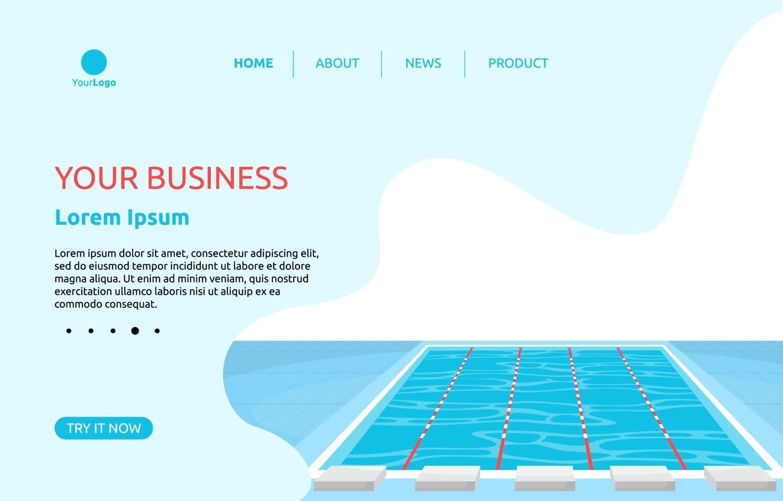 landing page con piscina con corsie vettore