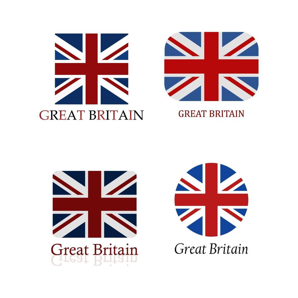 bandiera della Gran Bretagna impostato su sfondo bianco vettore