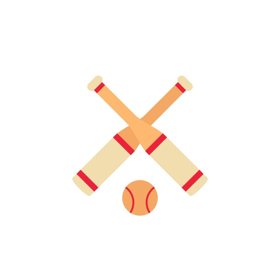 icona di baseball, mazze e palla su white.eps vettore