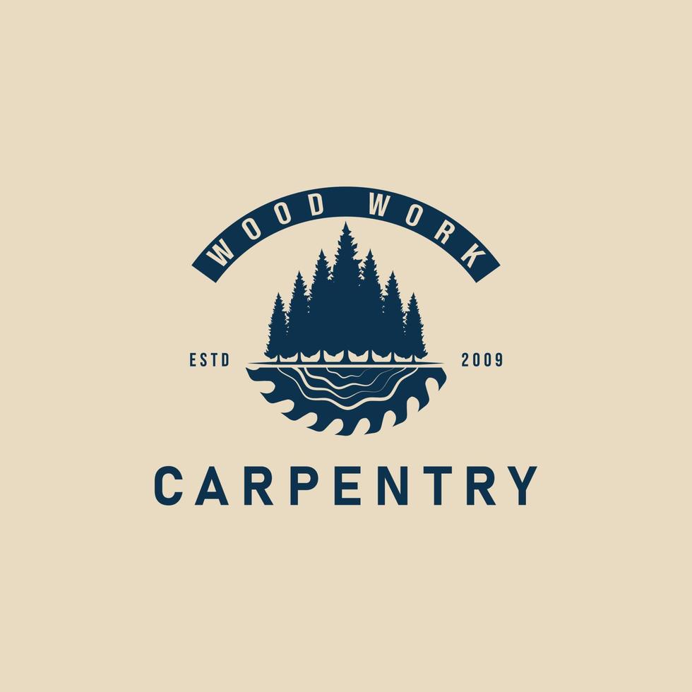 carpenteria segheria, pino albero Vintage ▾ logo vettore illustrazione design