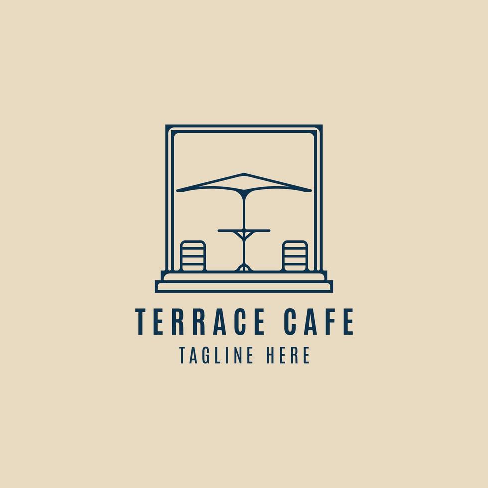 terrazza bar linea arte logo minimalista con emblema vettore illustrazione design