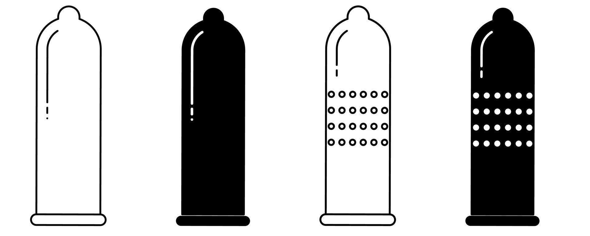 schema silhouette preservativo icona impostato isolato su bianca sfondo vettore