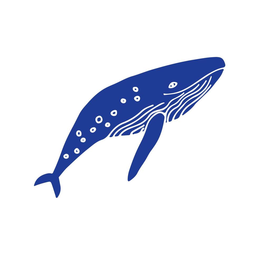 gobba balena nuoto su mano disegnato vettore illustrazione isolato su bianca sfondo. Stampa, arte muraria, timbrato effetto.