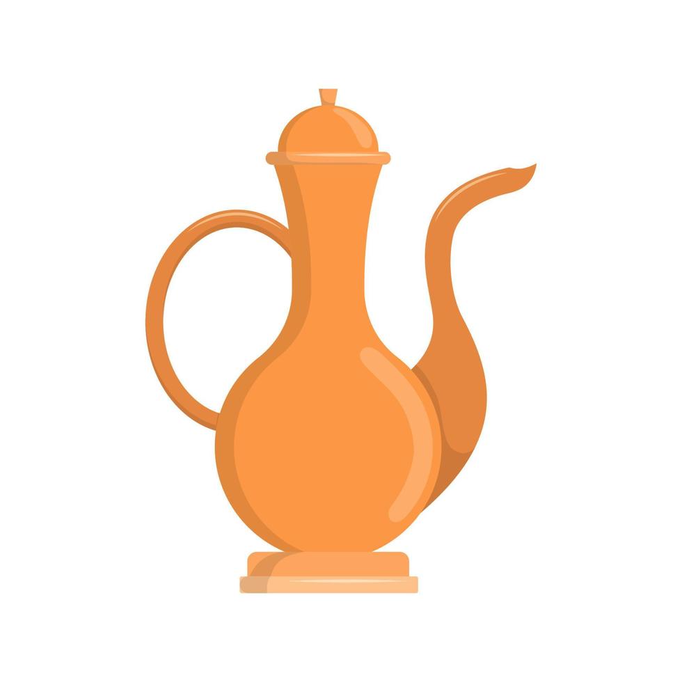 orientale oro brocca. antico antico vaso. vettore isolato illustrazione.