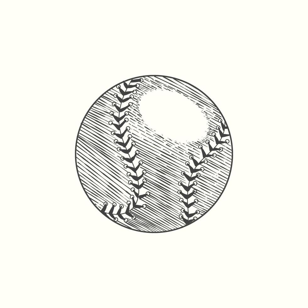 baseball softball vettore illustrazione nel nero. dettagliato Vintage ▾ stile disegno