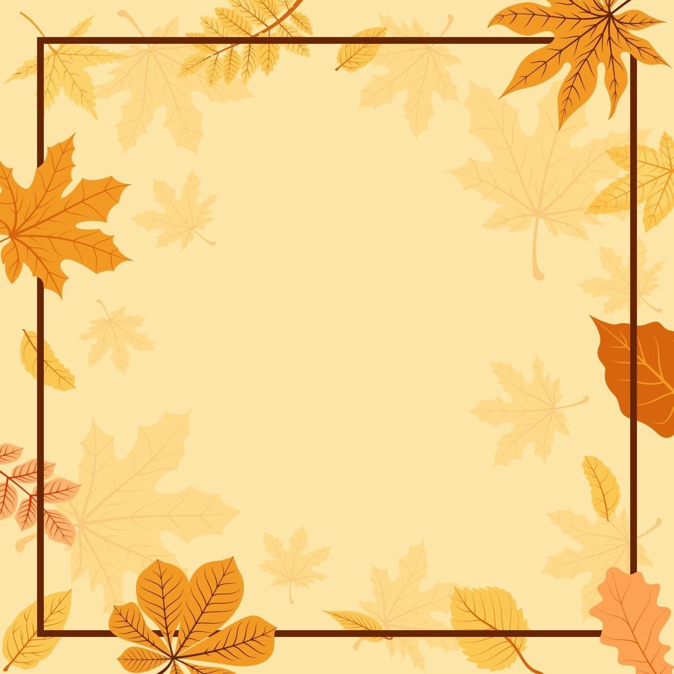 cornice grafica decorativa di stagione autunnale con foglie rosse e gialle vettore