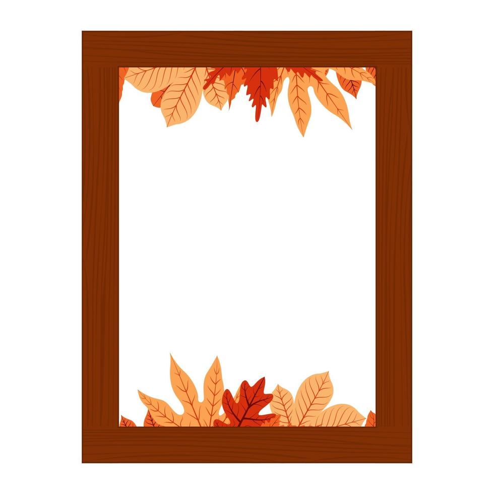 cornice grafica decorativa di stagione autunnale con foglie rosse e gialle vettore