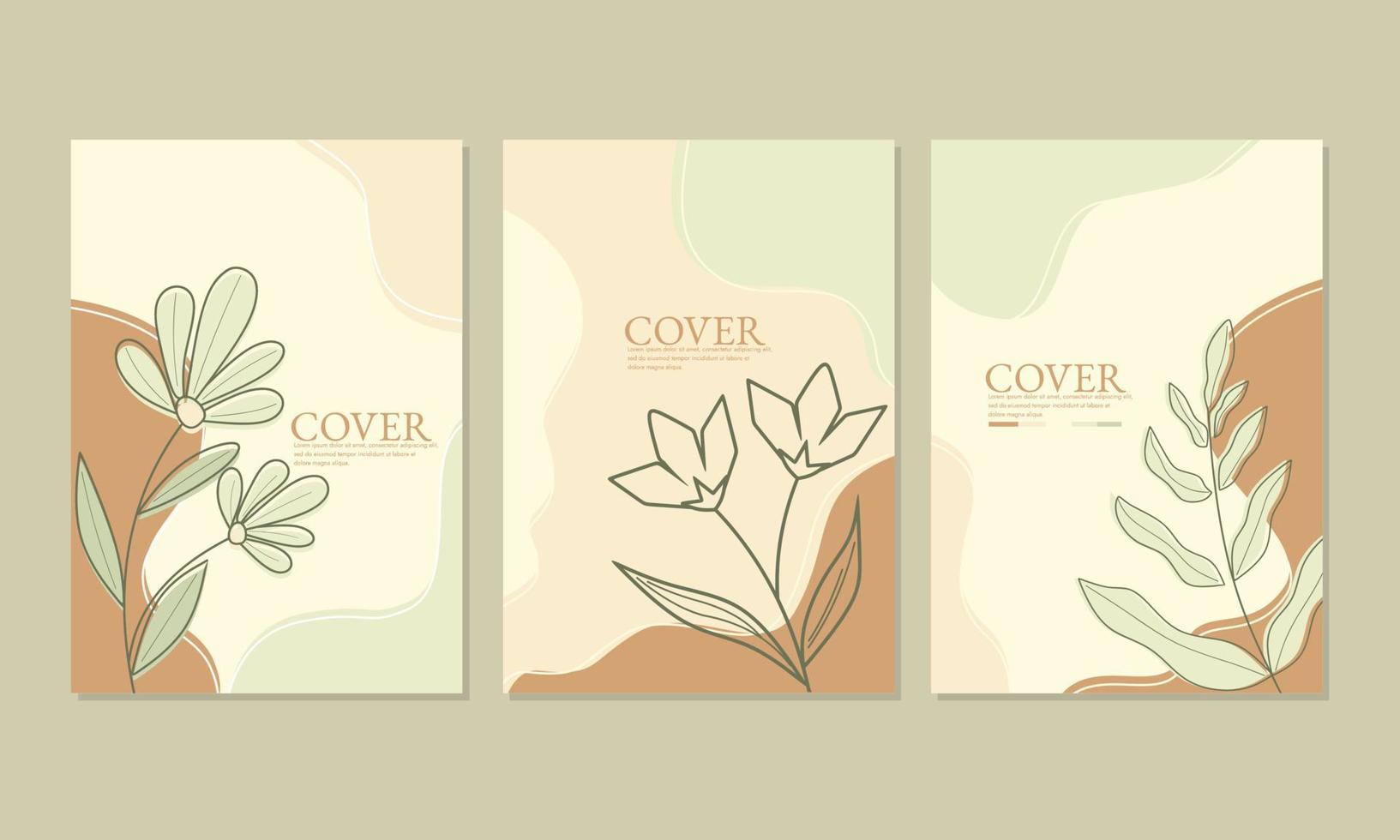 libro copertina con mano disegnato astratto le foglie nel a4 taglia. per taccuino, diario, prenotare, pianificatore. pastello colore libro vettore