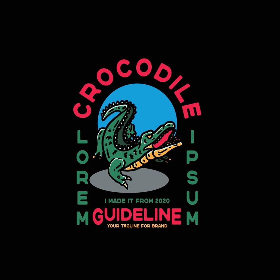 predatore di illustrazione di coccodrillo, stile vintage per maglietta vettore