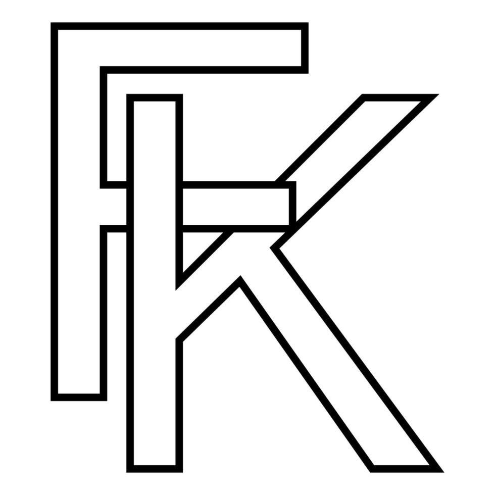 logo cartello, fk kf icona nft fk interlacciato lettere f K vettore