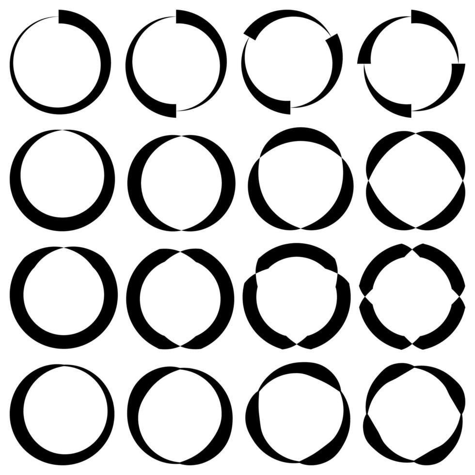 impostato di il giro modelli tatuaggio logo, vettore anelli diverso profilo concetto cartello rotazione
