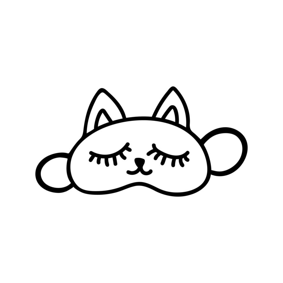 mano disegnato carino addormentato maschera con gatto orecchie. scarabocchio vettore illustrazione