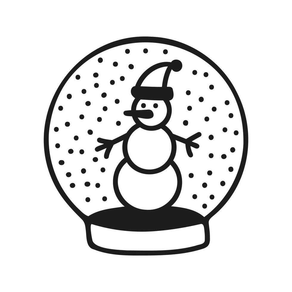 mano disegnato Natale neve globo con pupazzo di neve. scarabocchio vettore illustrazione