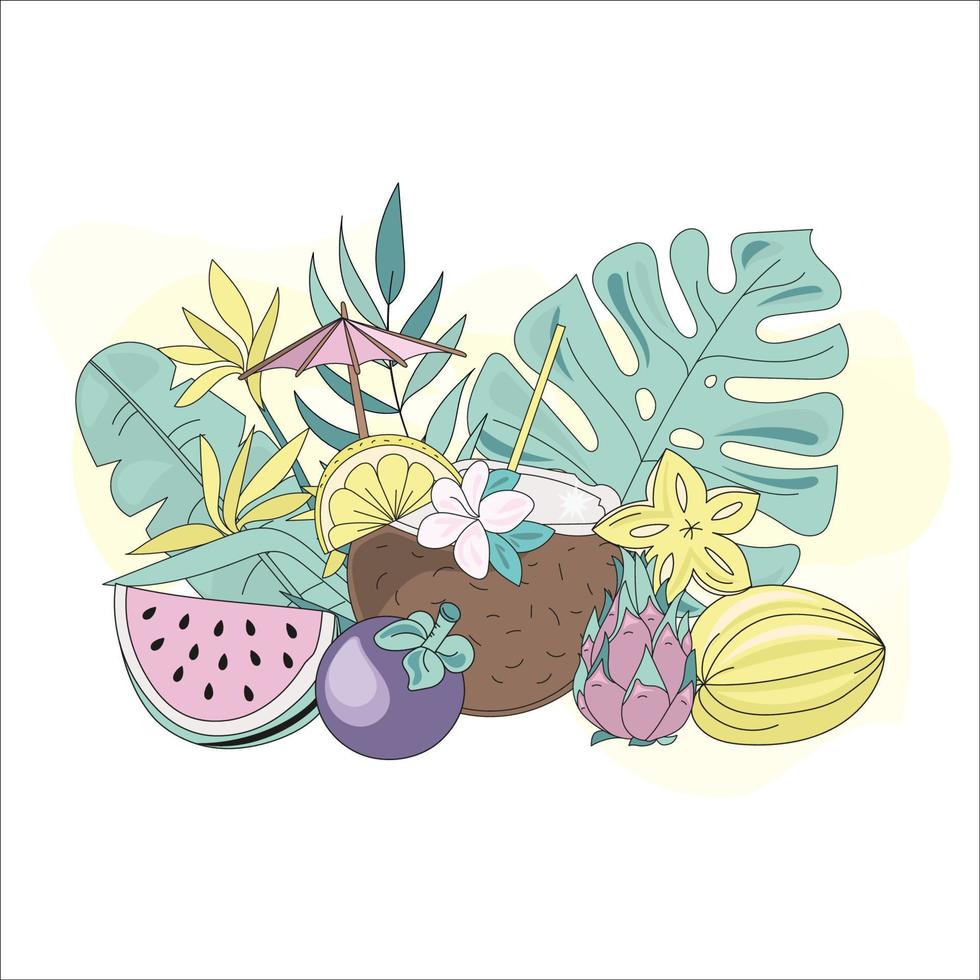 tropico frutta e impianti clip arte vettore illustrazione impostato