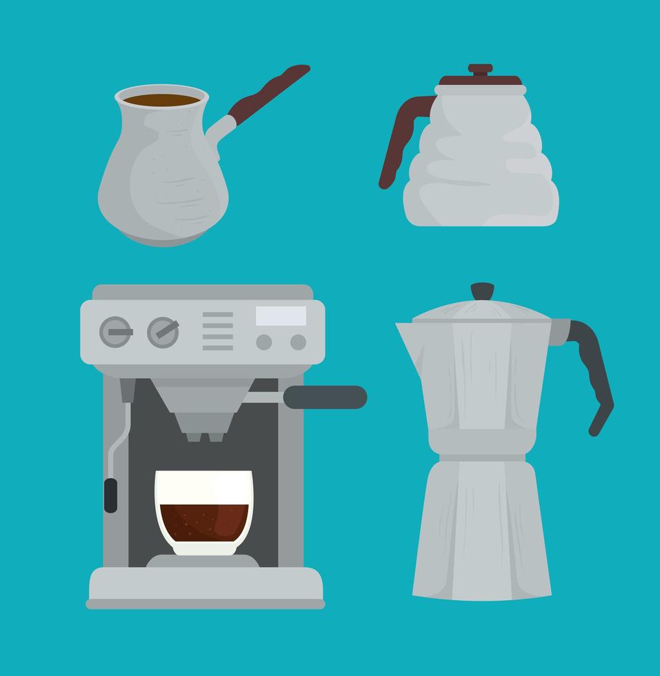 set di icone di metodi di preparazione del caffè vettore