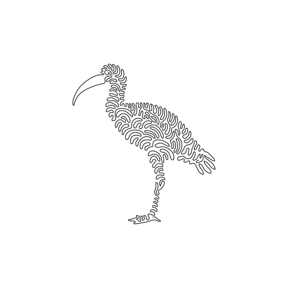 singolo uno linea disegno di ibis con lungo, giù curvo fatture astratto arte. continuo linea disegnare grafico design vettore illustrazione di carino ibis per icona, simbolo, azienda logo, manifesto parete arredamento