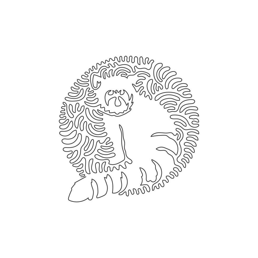 continuo curva uno linea disegno di bellissimo rosso panda astratto arte nel cerchio. singolo linea modificabile ictus vettore illustrazione di affascinante rosso panda per logo, parete arredamento e manifesto Stampa decorazione