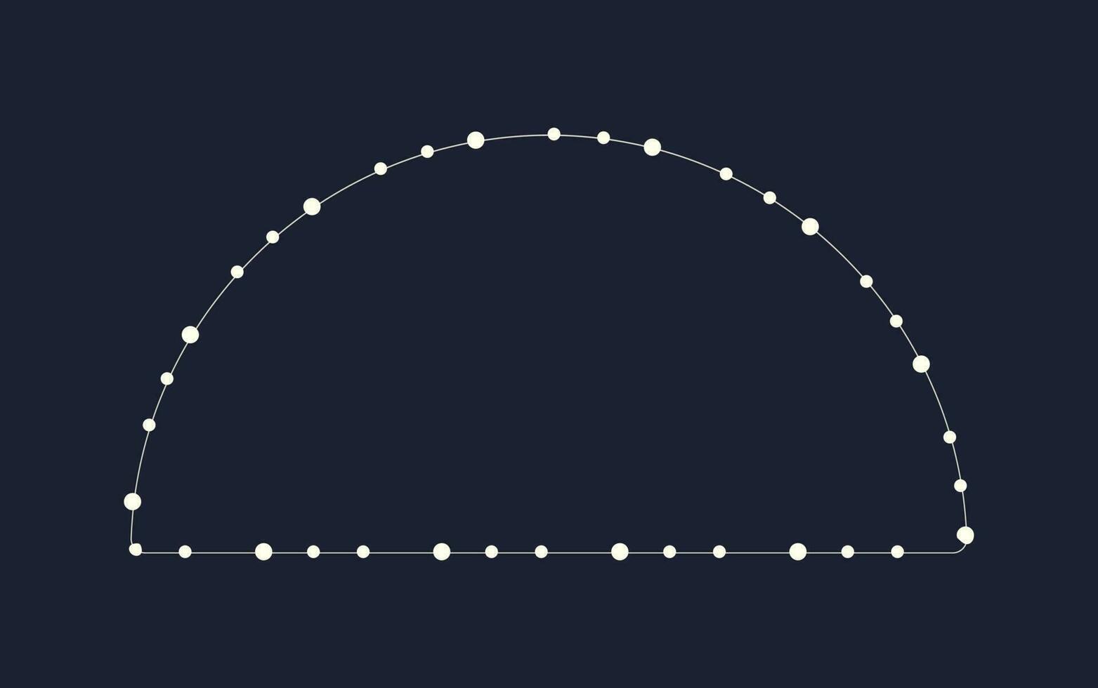 Fata luci geometrico metà cerchio confine telaio. bianca corda ghirlanda con testo spazio isolato su buio sfondo. Natale albero, nuovo anno festa decorazioni modello con trasparenza. vettore