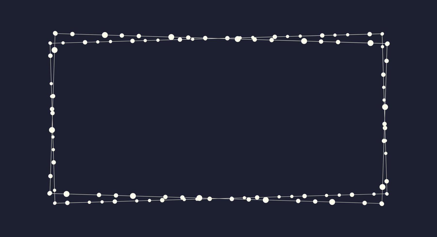 Fata luci geometrico rettangolare confine telaio. bianca corda ghirlanda con testo spazio isolato su buio sfondo. Natale albero, nuovo anno festa decorazioni modello con trasparenza. vettore