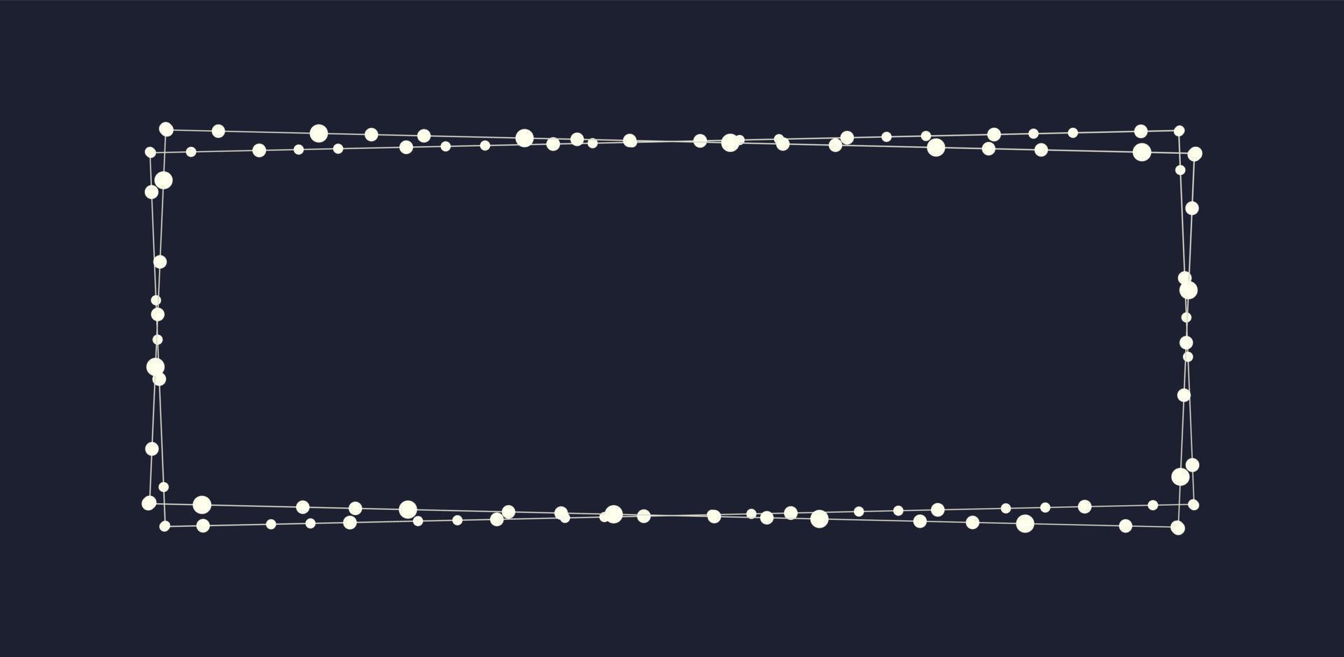 Fata luci geometrico rettangolare confine telaio. bianca corda ghirlanda con testo spazio isolato su buio sfondo. Natale albero, nuovo anno festa decorazioni modello con trasparenza. vettore