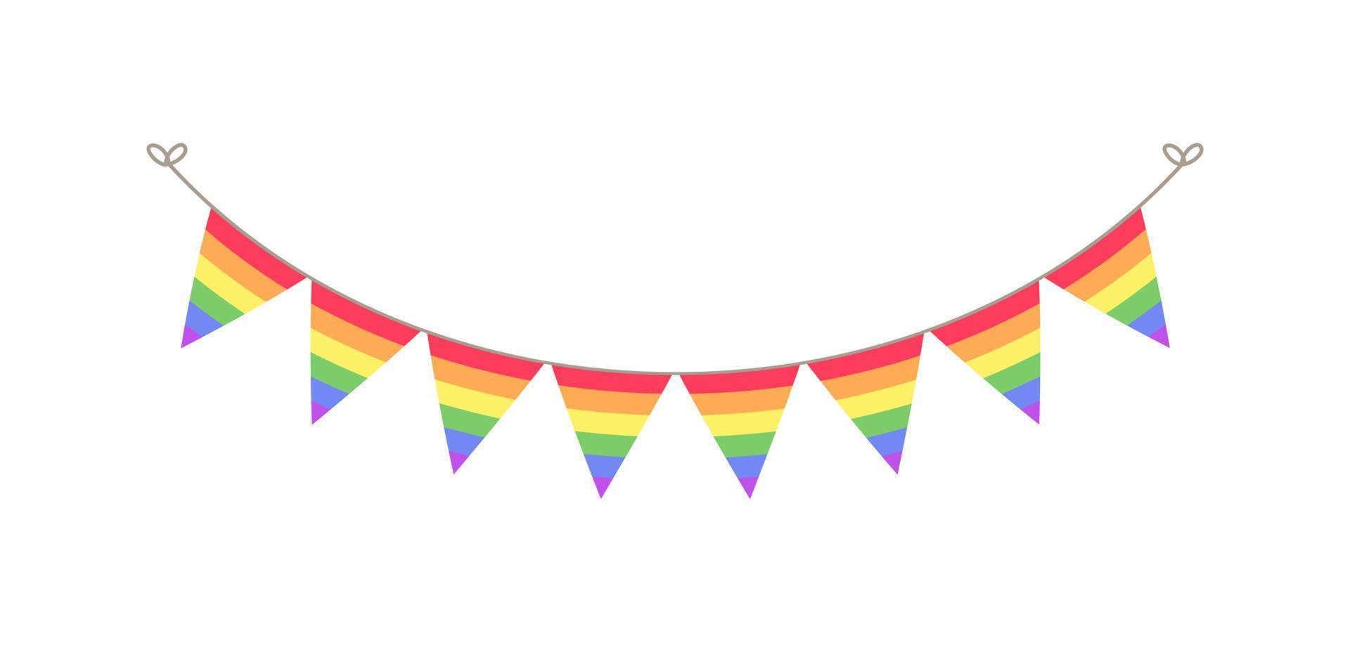 arcobaleno bandiera bandierina ghirlanda. orgoglio mese pavese divisore semplice vettore illustrazione clipart