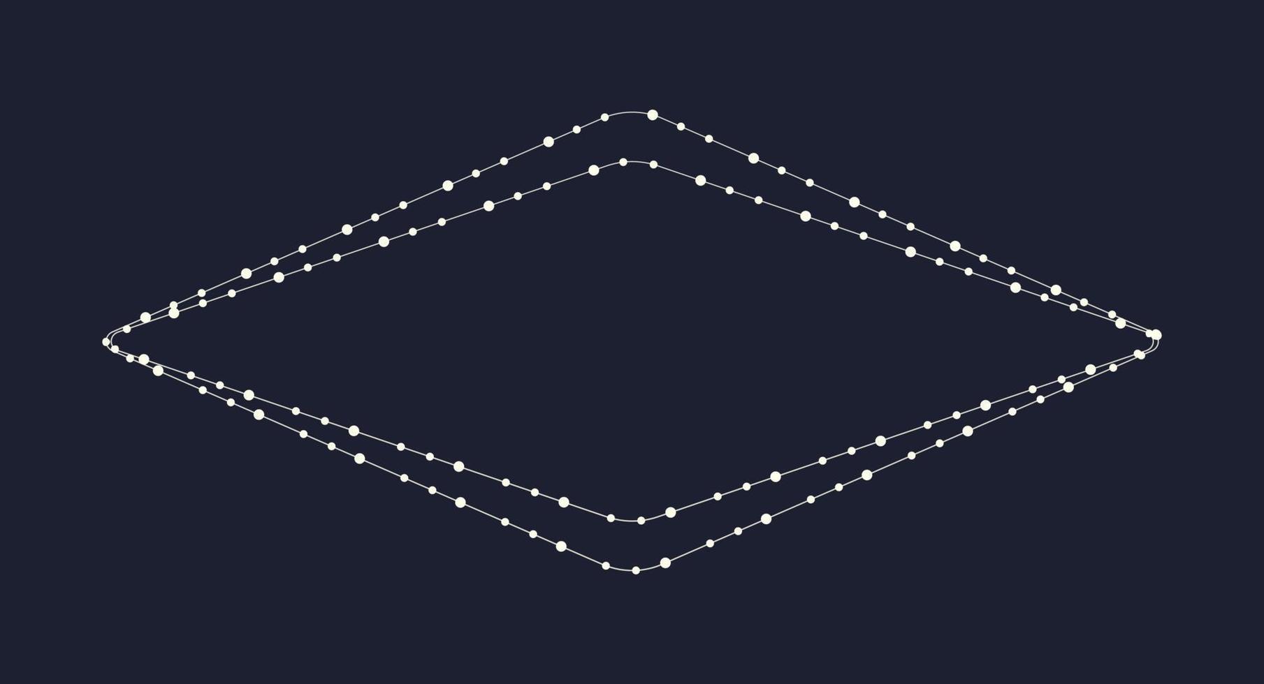 Fata luci geometrico confine telaio. bianca corda ghirlanda con testo spazio isolato su buio sfondo. Natale albero, nuovo anno festa decorazioni modello con trasparenza. vettore