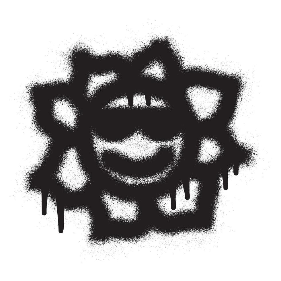 girasole emoticon graffiti con nero spray dipingere. vettore