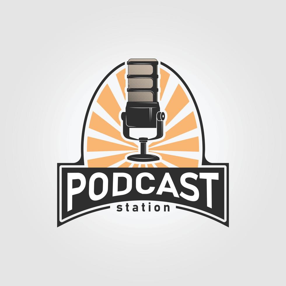 emblema Podcast logo icona semplice design vettore illustrazione