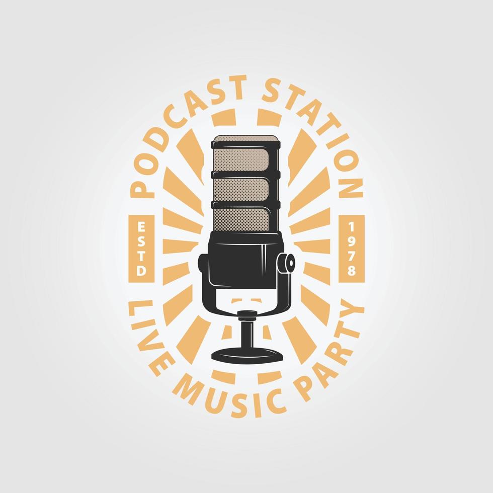 emblema semplice Podcast logo icona design illustrazione vettore, musica festa icona vettore