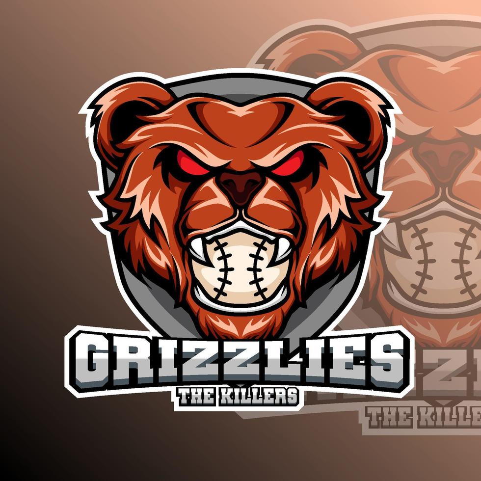 grizzlies il assassini baseball logo squadra distintivo vettore