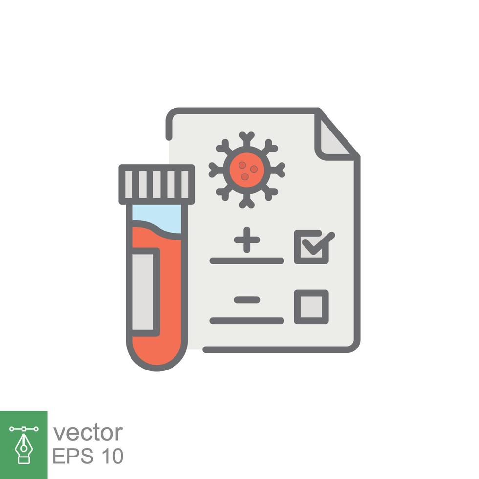 covid test icona. semplice pieno schema stile. positivo corona virus risultato, negativo, rapido, plasma, ricerca, medico concetto. vettore illustrazione isolato su bianca sfondo. eps 10.