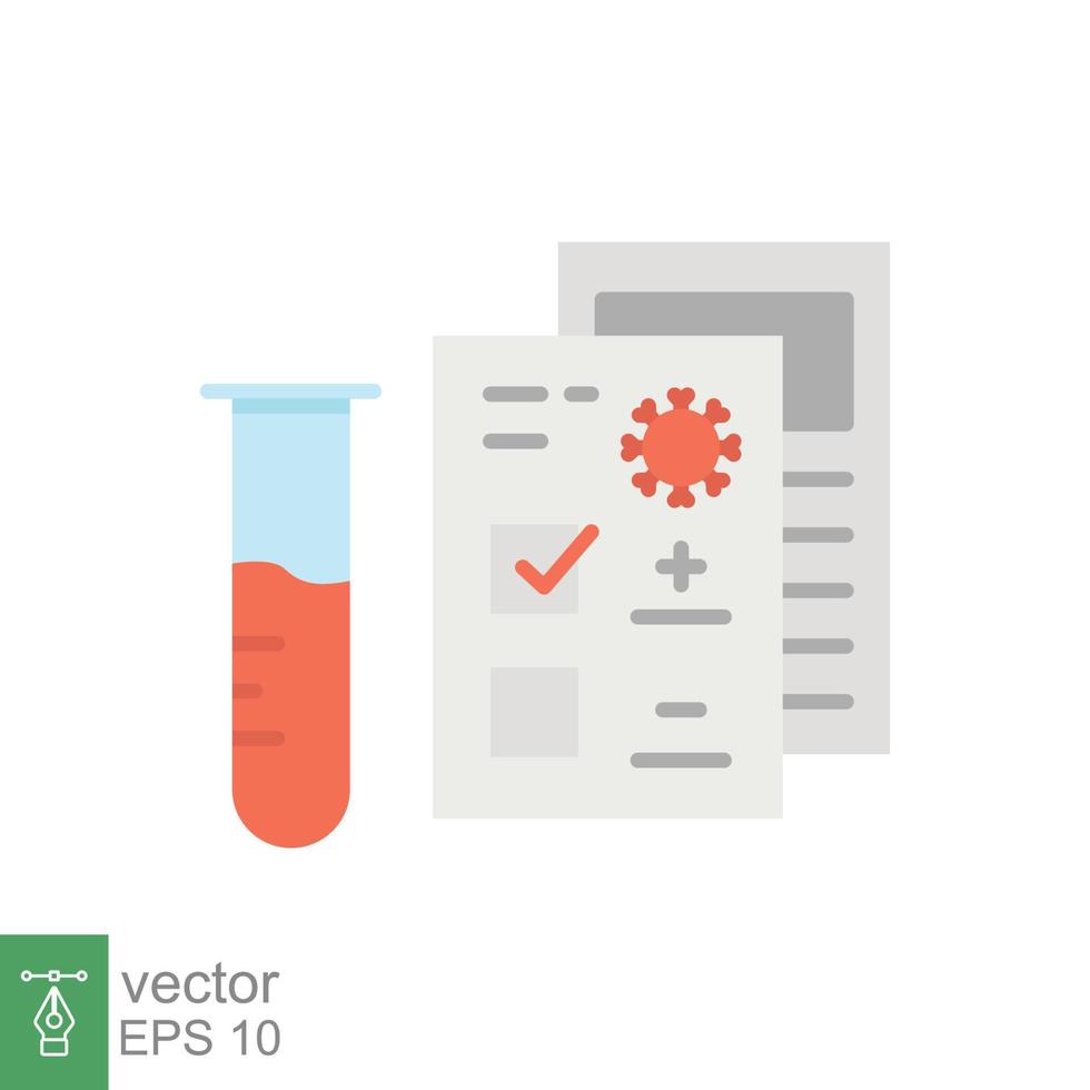 covid test icona. semplice piatto stile. positivo corona virus risultato, negativo, rapido, plasma, ricerca, medico concetto. vettore illustrazione isolato su bianca sfondo. eps 10.