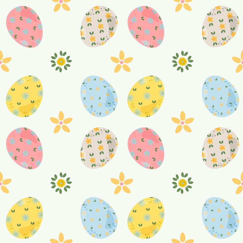 cartone animato mano disegnato tradizionale Pasqua vacanza simboli, carino design con uova und fiori, vettore modello design per stampa su tessuto, carta per scrapbooking, regalo avvolgere e sfondi.