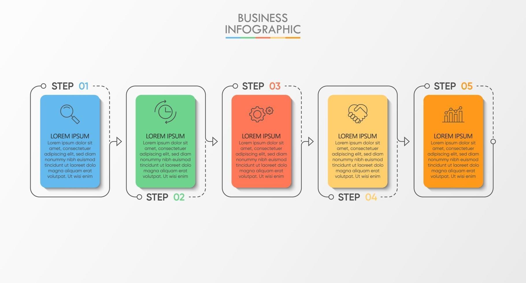 modello di infografica aziendale moderno di forma quadrata con 5 opzioni vettore